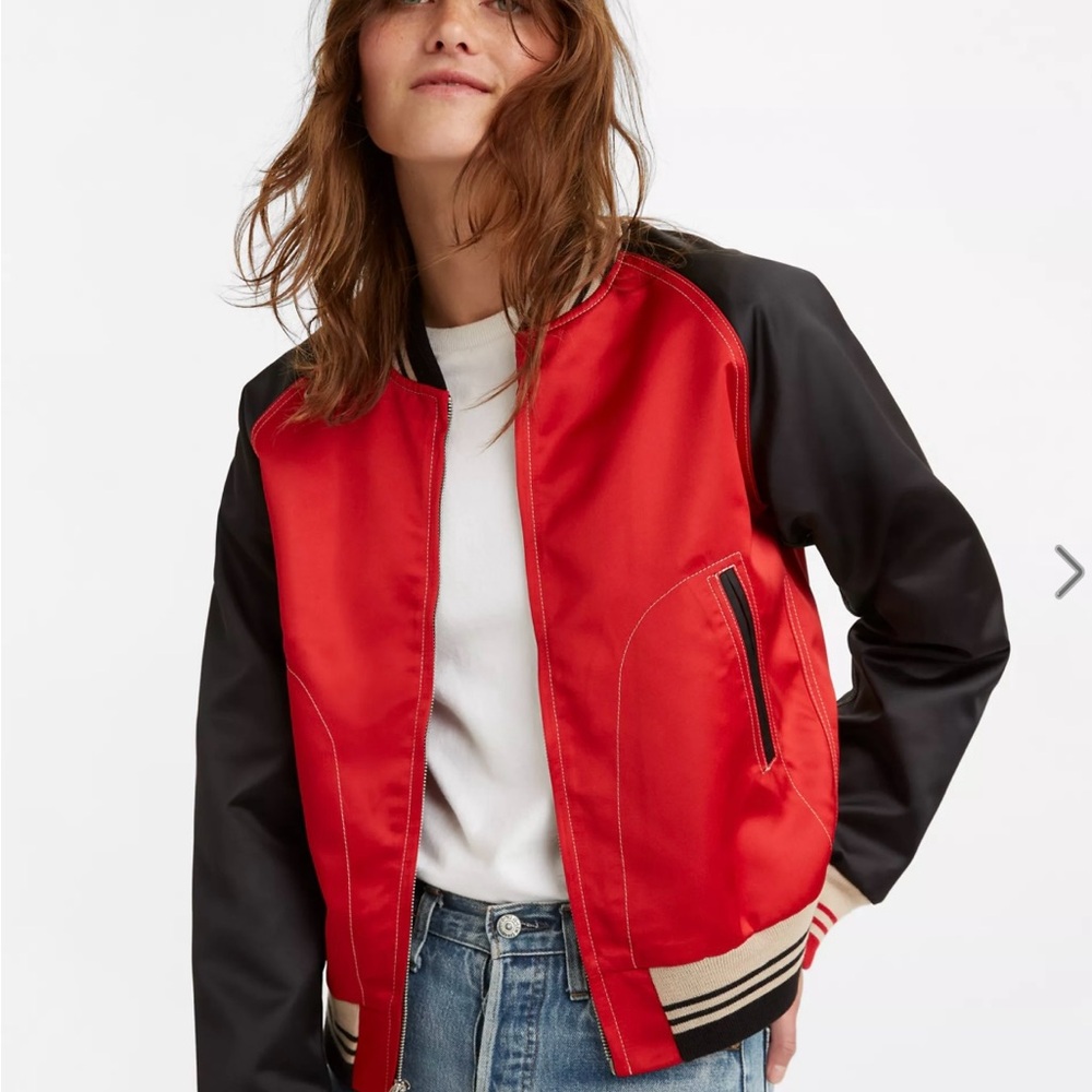 Levi's Red and Black Varsity Jacket for Women
